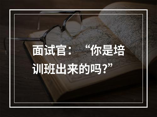 面试官：“你是培训班出来的吗?”