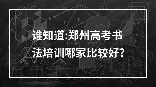 谁知道:郑州高考书法培训哪家比较好？