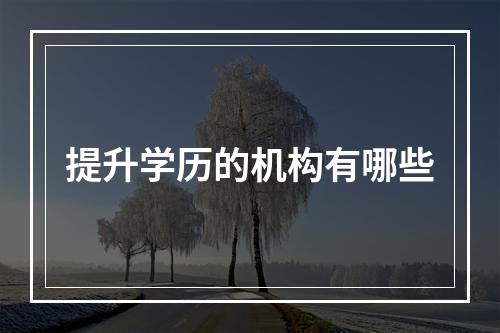 提升学历的机构有哪些