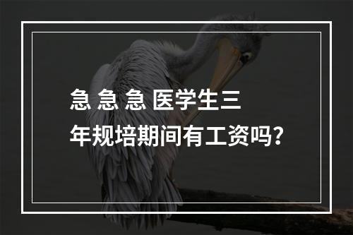 急 急 急 医学生三年规培期间有工资吗？