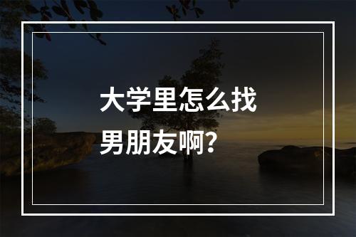 大学里怎么找男朋友啊？