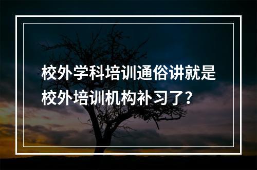 校外学科培训通俗讲就是校外培训机构补习了？