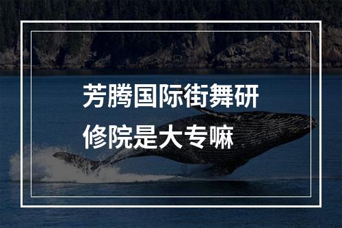 芳腾国际街舞研修院是大专嘛