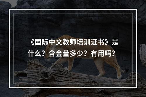 《国际中文教师培训证书》是什么？含金量多少？有用吗？