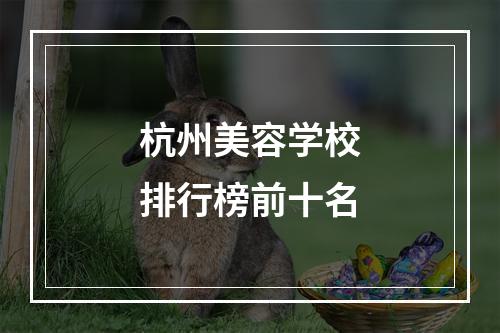 杭州美容学校排行榜前十名