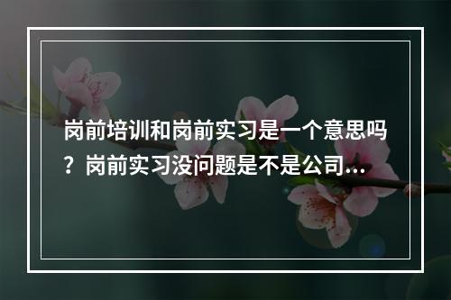 岗前培训和岗前实习是一个意思吗？岗前实习没问题是不是公司一定会安排你上岗？