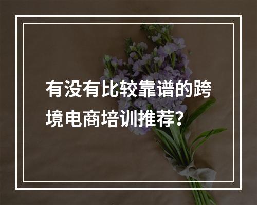 有没有比较靠谱的跨境电商培训推荐？