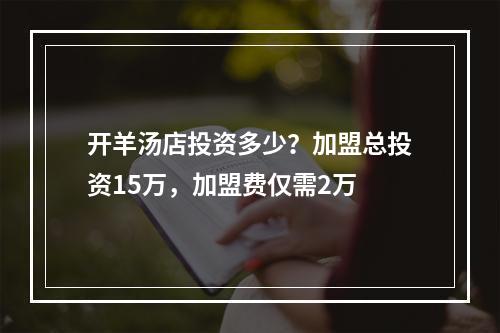 开羊汤店投资多少？加盟总投资15万，加盟费仅需2万