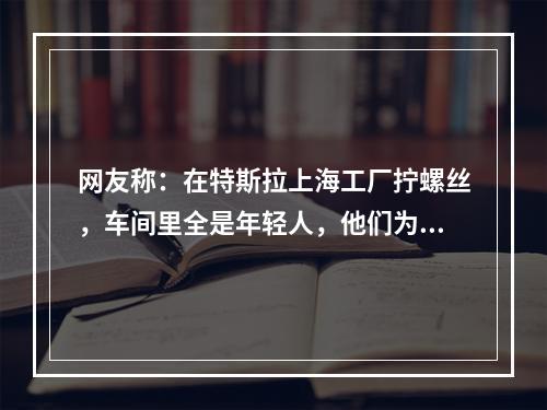 网友称：在特斯拉上海工厂拧螺丝，车间里全是年轻人，他们为何甘心于车间？