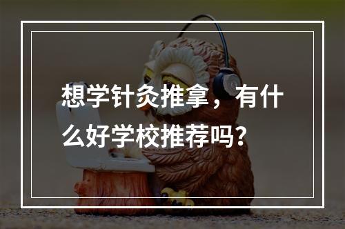 想学针灸推拿，有什么好学校推荐吗？