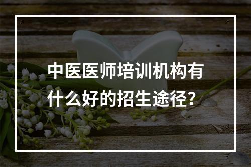 中医医师培训机构有什么好的招生途径？