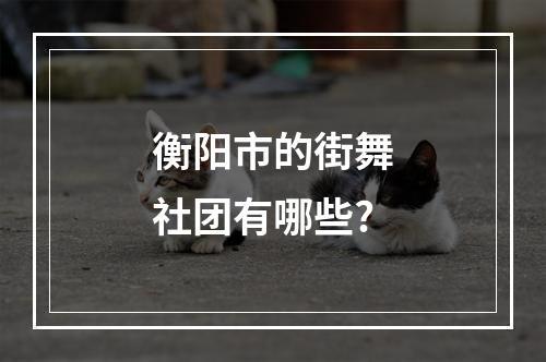 衡阳市的街舞社团有哪些?