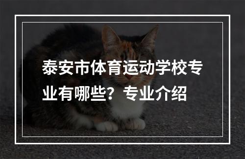 泰安市体育运动学校专业有哪些？专业介绍