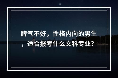 脾气不好，性格内向的男生，适合报考什么文科专业？