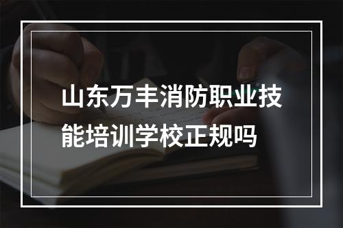 山东万丰消防职业技能培训学校正规吗