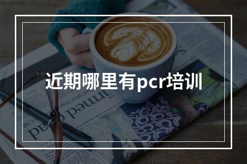 近期哪里有pcr培训