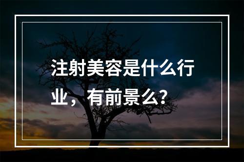 注射美容是什么行业，有前景么？