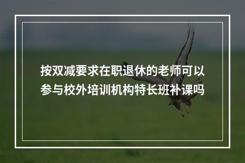 按双减要求在职退休的老师可以参与校外培训机构特长班补课吗