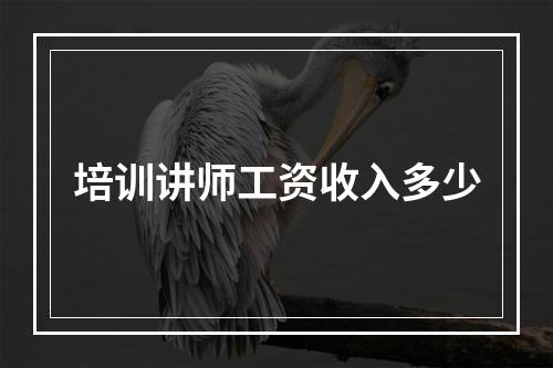 培训讲师工资收入多少