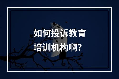 如何投诉教育培训机构啊？