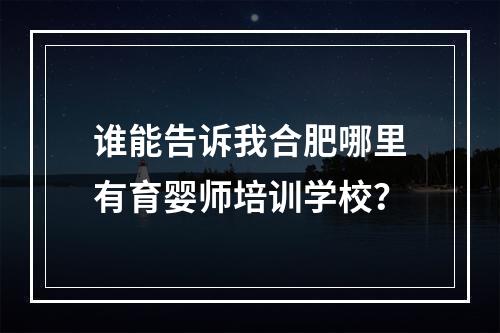 谁能告诉我合肥哪里有育婴师培训学校？