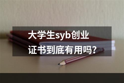 大学生syb创业证书到底有用吗？