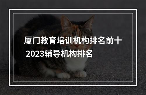 厦门教育培训机构排名前十 2023辅导机构排名