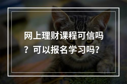 网上理财课程可信吗？可以报名学习吗？