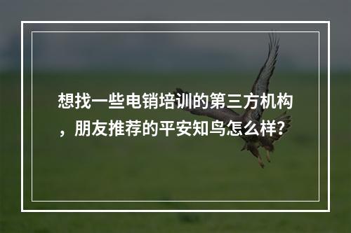 想找一些电销培训的第三方机构，朋友推荐的平安知鸟怎么样？