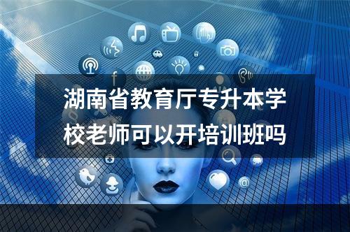 湖南省教育厅专升本学校老师可以开培训班吗