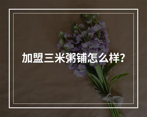 加盟三米粥铺怎么样？