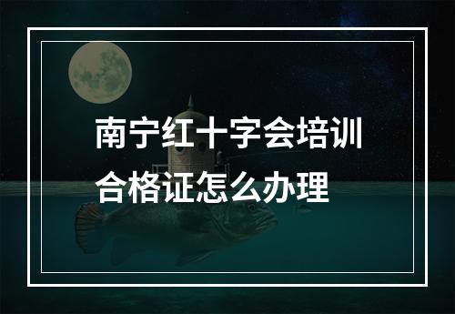 南宁红十字会培训合格证怎么办理