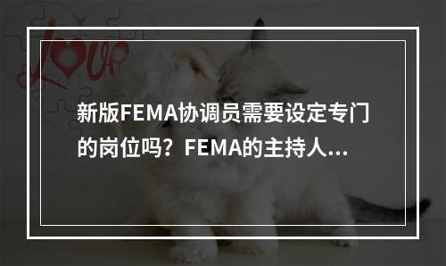 新版FEMA协调员需要设定专门的岗位吗？FEMA的主持人及协调员有哪些工作职责及工作任务？