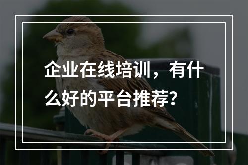 企业在线培训，有什么好的平台推荐？