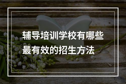 辅导培训学校有哪些最有效的招生方法