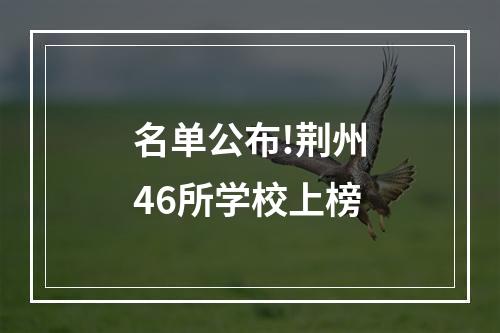 名单公布!荆州46所学校上榜