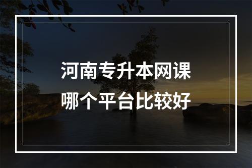 河南专升本网课哪个平台比较好