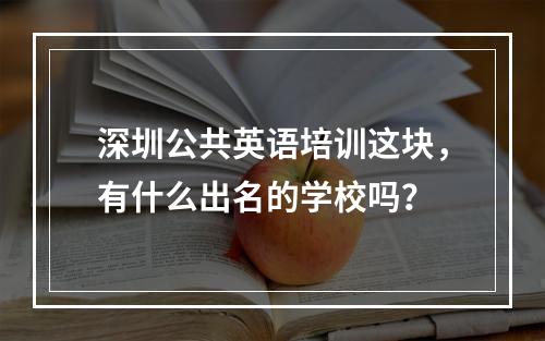 深圳公共英语培训这块，有什么出名的学校吗？