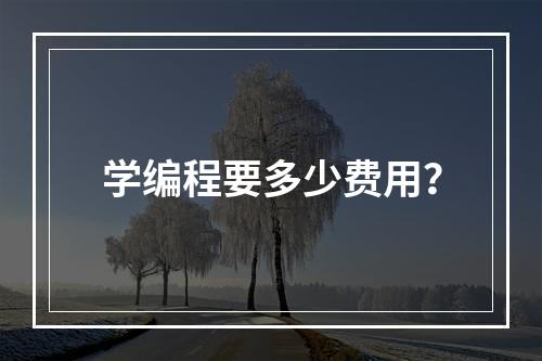 学编程要多少费用？