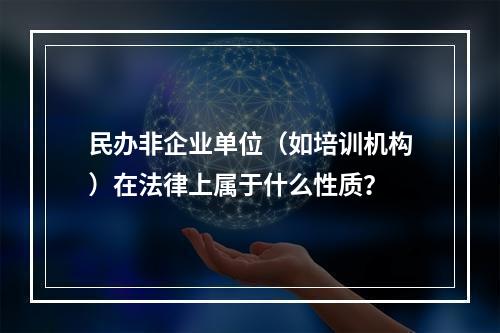 民办非企业单位（如培训机构）在法律上属于什么性质？