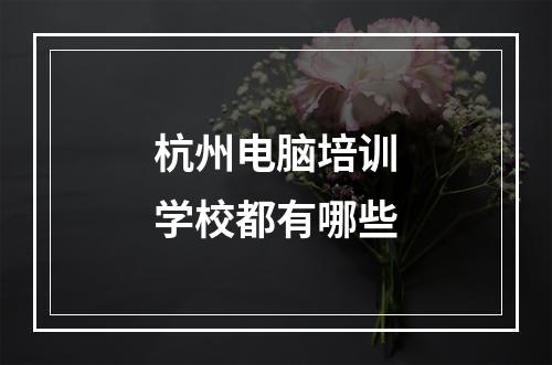 杭州电脑培训学校都有哪些