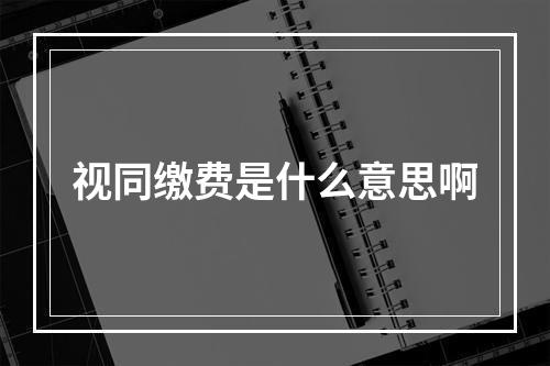 视同缴费是什么意思啊