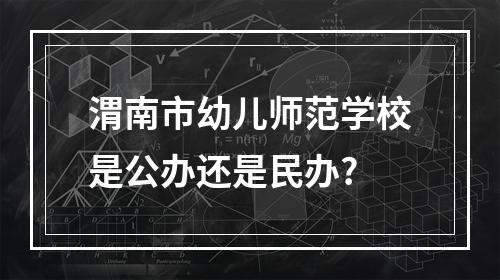 渭南市幼儿师范学校是公办还是民办?