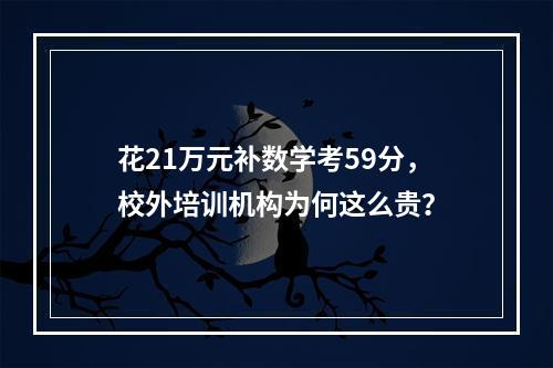 花21万元补数学考59分，校外培训机构为何这么贵？