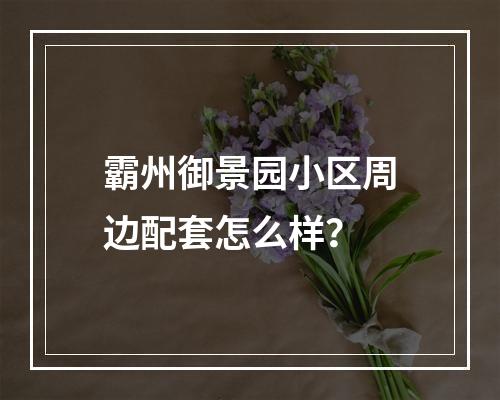 霸州御景园小区周边配套怎么样？