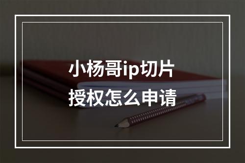 小杨哥ip切片授权怎么申请