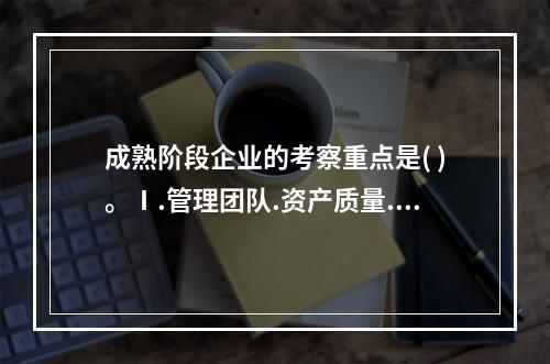 成熟阶段企业的考察重点是( )。Ⅰ.管理团队.资产质量.融资