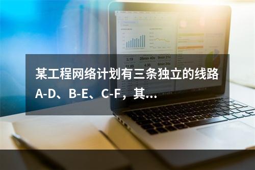 某工程网络计划有三条独立的线路A-D、B-E、C-F，其中B