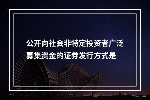 公开向社会非特定投资者广泛募集资金的证券发行方式是