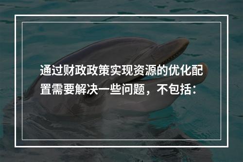 通过财政政策实现资源的优化配置需要解决一些问题，不包括：